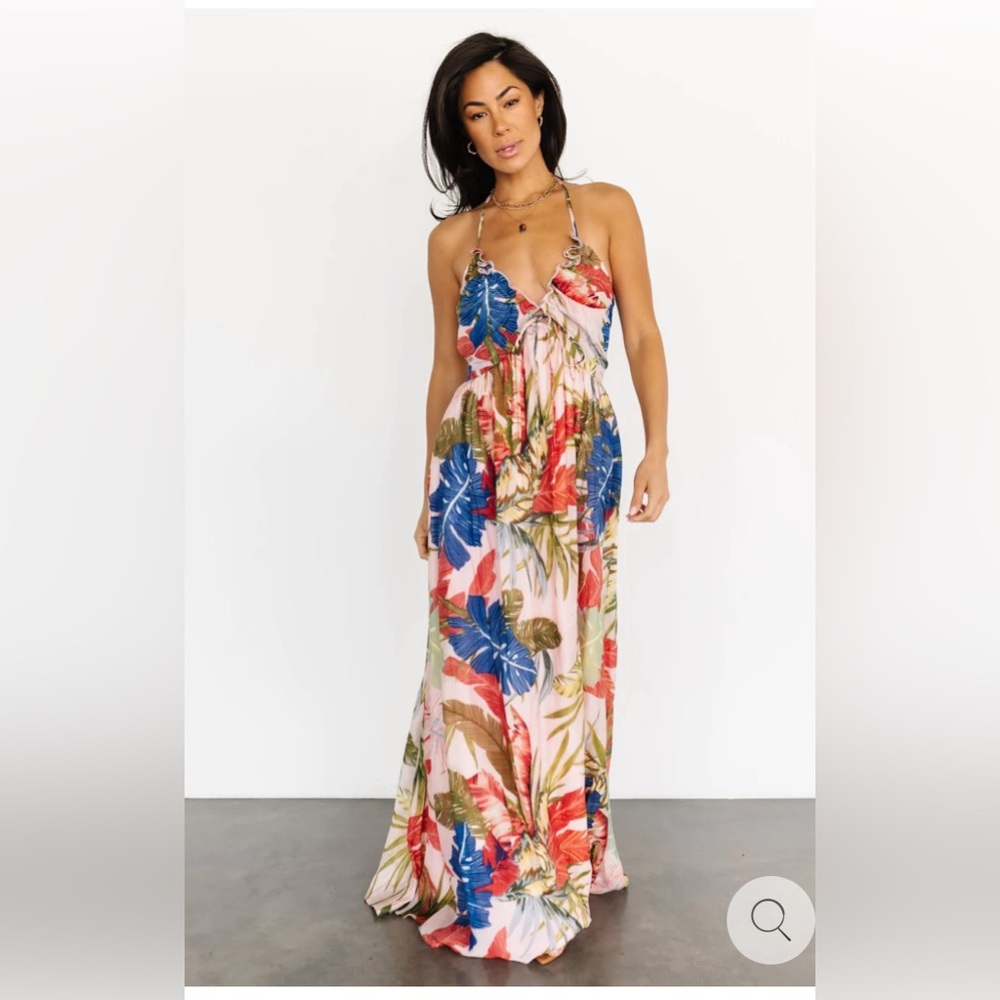 NWT Baltic Born Navagio Back Tie halter tropical Maxi Dress